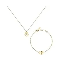 trussardi special packcollier et bracelet femme en acier, cristaux, collection t-logo - tjaxc66