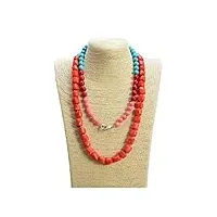 qaoubjfv bijoux 43 pouces orange rouge rose corail bleu turquoise long collier remplir colliers pour femme
