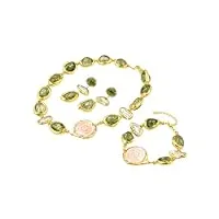 voggwbmq ensemble de bijoux en verre de murano for femmes, bijoux en perles keshi blanches naturelles, rose, fleur de reine, vert, collier, bracelet, boucles d'oreilles (color : sets)