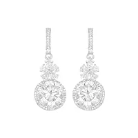 diamant moissanite de forme ronde de 10,40 ct argent sterling 925 conception de fleurs boucles d'oreilles pendantes femme halo