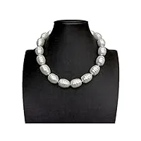 lqubmbsg colliers pour femme grand collier ras du cou de forme baroque de perles de mer blanches 16x22mm 17 pouces