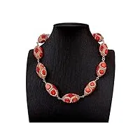 lqubmbsg colliers pour femme collier ras du cou en perles de pavé de cristal doré corail rouge orange femmes à la mode