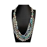 osbcmzge collier multi-rangs à 6 rangées de bijoux en cristal d'amazonite bleue collier de déclaration de 28 pouces accessoires de mode