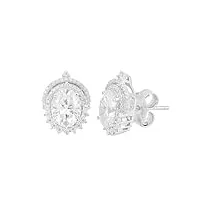 diamant moissanite de forme ovale de 4,90 ctw boucles d'oreilles à tige en argent sterling 925 avec accents solitaires pour femme