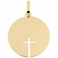 médaille ajourée croix personnalisable (or jaune 750°)