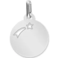 médaille étoile filante personnalisable (or blanc 750°)