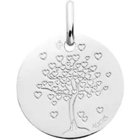médaille arbre aux cœurs personnalisable (or blanc 18 carats)