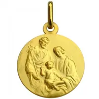 médaille ronde sainte famille 18 mm (or jaune 375°)