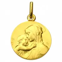 médaille ronde vierge à l'enfant 16 mm (or jaune 375°)