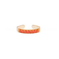 bracelet jonc ajustable coloré tissé bambou des mers - rose