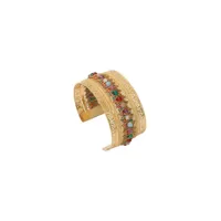 bracelet manchette ajustable filigrane pierres gemmes - multicolore