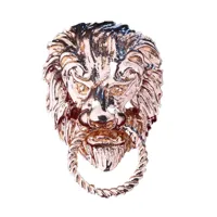 broche homme tête de lion - or