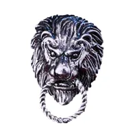 broche homme tête de lion - plaqué argent antique
