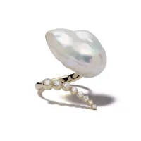 mizuki bague en or 14ct à perle et diamant