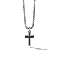 david yurman bague exotic stone cross en argent sterling sertie d'onyx - noir