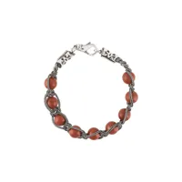 emanuele bicocchi bracelet en chaine tressée orné de perles - rouge