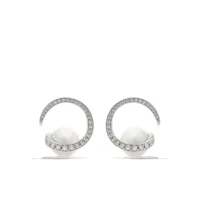 tasaki boucles d'oreilles tasaki atelier aurora or blanc 18ct ornées de diamants et perles - argent