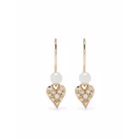 mizuki boucles d'oreilles en or 14ct orné de perles et diamants