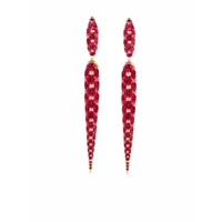 boghossian boucles d'oreilles merveilles icicle en or rose 18ct serties de rubis - rouge