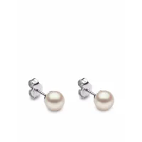 yoko london puces d'oreilles classic 6 mm en or blanc 18ct ornées de perles d'eau douce - argent