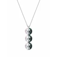 tasaki collier collection line balance unite en or blanc 18ct orné de perles et de diamants - argent