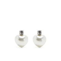 simone rocha boucles d'oreilles serties de perles à design de cœur - blanc