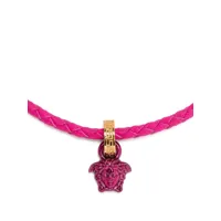 versace collier en cuir à pendentif medusa - rose