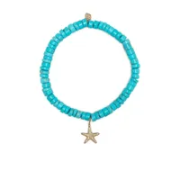 sydney evan bracelet en or 14ct serti der perles en turquoise - bleu