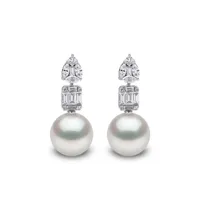 yoko london boucles d'oreilles starlight en or blanc 18ct serties de perles des mers du sud et de diamants - argent