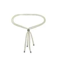 jennifer gibson jewellery vintage pearl and crystal tassel sautoir necklace 1980s - blanc