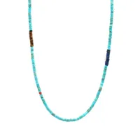 nialaya jewelry collier heishi serti de perles - bleu
