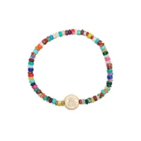 luis morais bracelet scarab en or 14ct à perles - multicolore