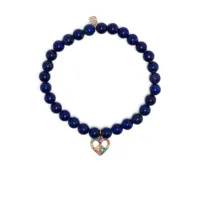 sydney evan bracelet peace cœur en or 14ct serti de pierres - bleu