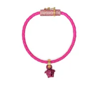 versace bracelet en cuir à ornements en cristal - rose