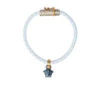 versace bracelet en cuir à ornements en cristal - bleu