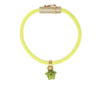 versace bracelet en cuir à ornements en cristal - vert