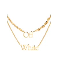 off-white collier à pendentif logo - or