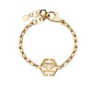 philipp plein bracelet à plaque logo - or