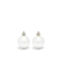 mizuki boucles d'oreilles à perle pavées de diamants