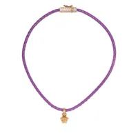 versace collier en cuir à pendentif medusa - violet