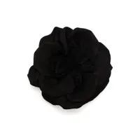 saint laurent broche fleur à logo gravé - noir