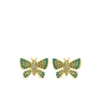 oscar de la renta boucles d'oreilles butterfly serties de cristaux - vert