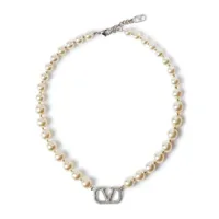 valentino garavani collier de perles à détail vlogo - blanc