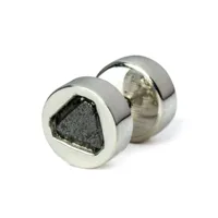 parts of four puce d'oreille à diamants noirs incrustés - argent