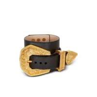 balmain bracelet en cuir western à logo gravé - noir