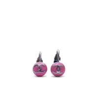 chanel pre-owned boucles d'oreilles à boutons cc - violet