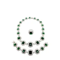 jennifer gibson jewellery vintage sterling silver &amp; emerald crystal parure 2000s - argent