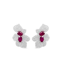 hyt jewelry boucles d'oreilles en or blanc 18ct ornées de diamants et rubis - rouge
