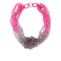 emporio armani collier multi-rangs à perles - rose