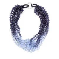 emporio armani collier multi-rangs à perles - bleu